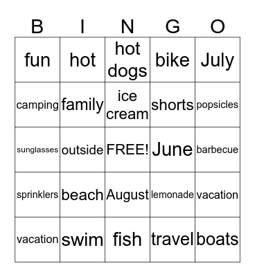 Summer Bingo Card