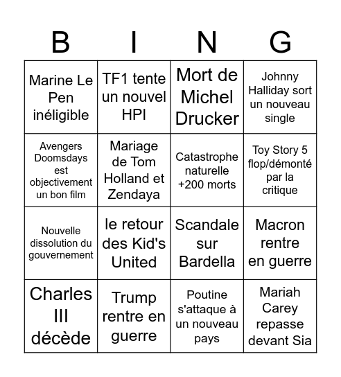 Bingo 2026 Bingo Card