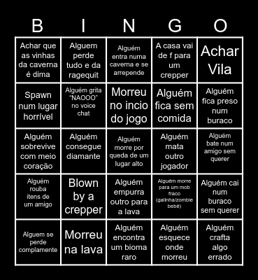 Minecraft Bingo Card