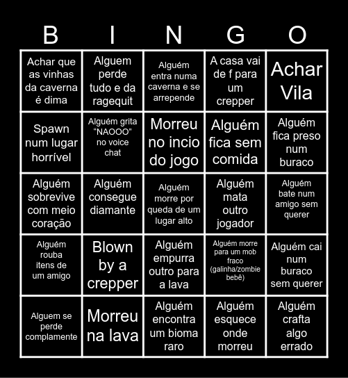 Minecraft Bingo Card