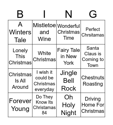 Chrimbo Bingo Card