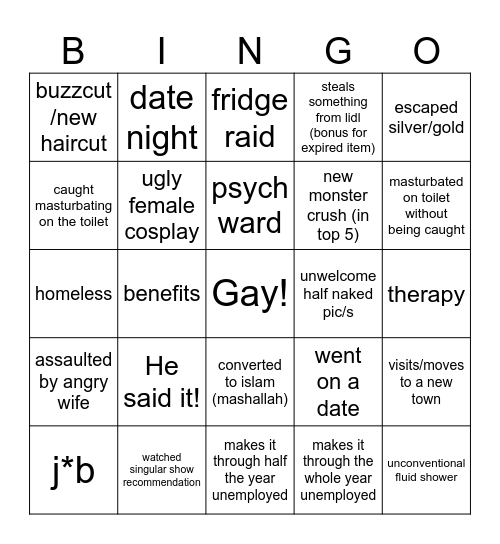 Angelo's 2026 Adventure Bingo Card