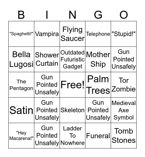 Plan 9 From Outer Space Bingo Card