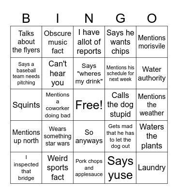 Michaels weird Bingo Card