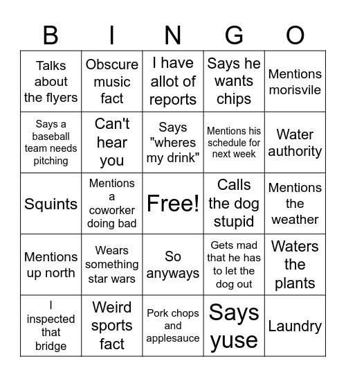 Michaels weird Bingo Card