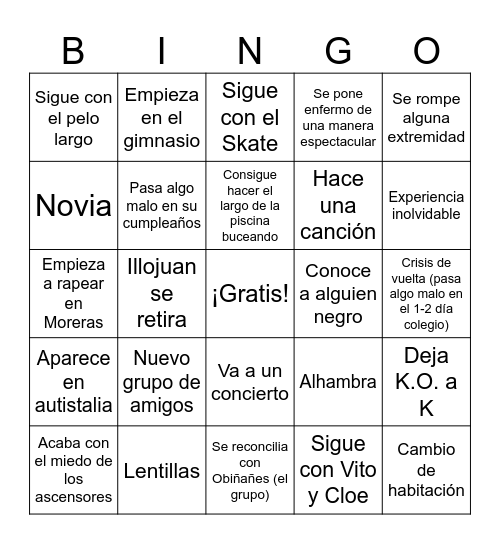 Nocilla 2025 Bingo Card
