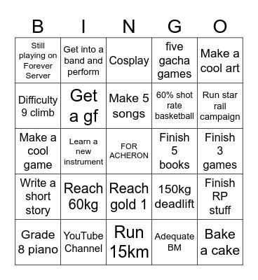 New Years Resolution 2026 Bingo Card