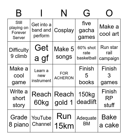 New Years Resolution 2026 Bingo Card