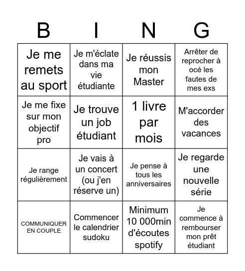 Mon Bingo 2026 Bingo Card