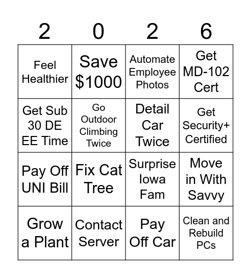 2026 Bingo Card