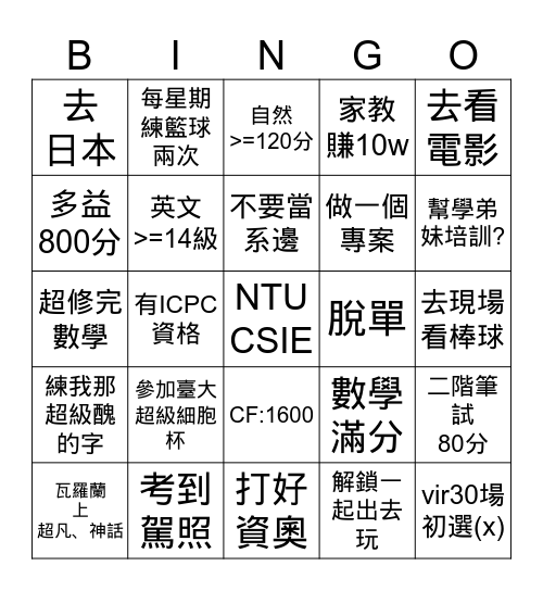 2026新年新希望 Bingo Card