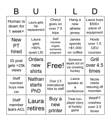 Build Bingo 2026 Bingo Card