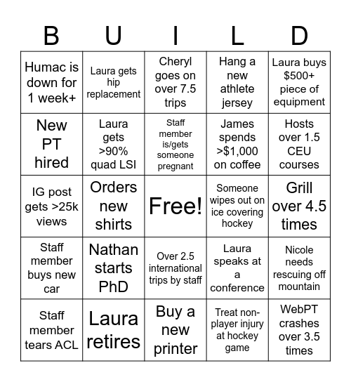 Build Bingo 2026 Bingo Card