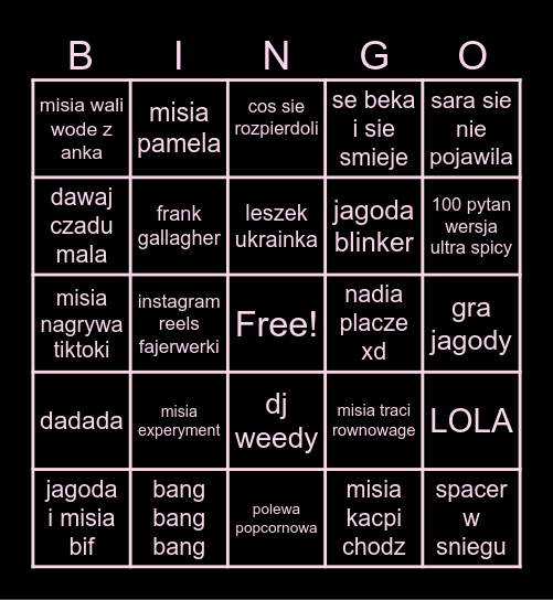 sylvesterini Bingo Card