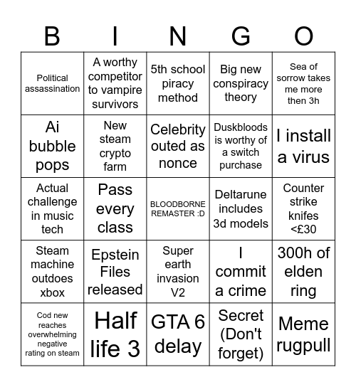 2026 Bingo Card