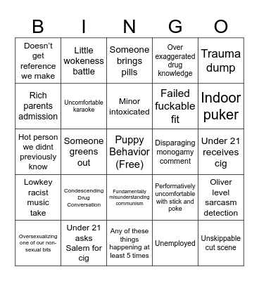 Gassy new year Bingo Card