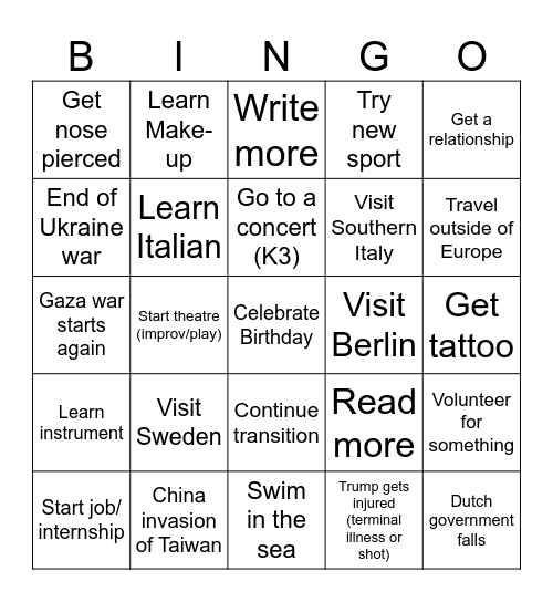 2026 Bingo Card