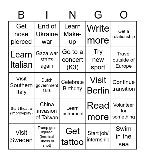2026 Bingo Card