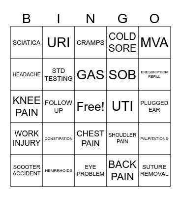 URGENT CARE RING NEW YEAR IN Bingo Card