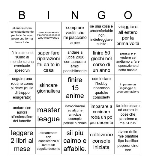 bingo card 2026 u.u Bingo Card