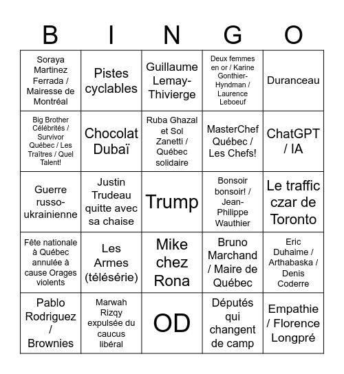 Bingo Bye Bye 2025 Bingo Card