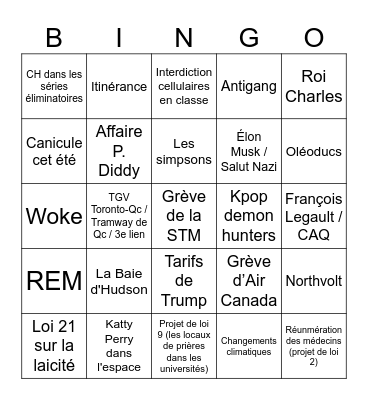Bingo Bye Bye 2025 Bingo Card
