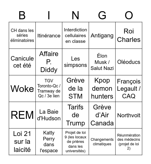 Bingo Bye Bye 2025 Bingo Card