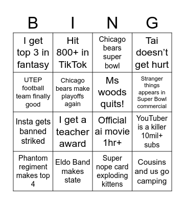 Jerry Bingo Card