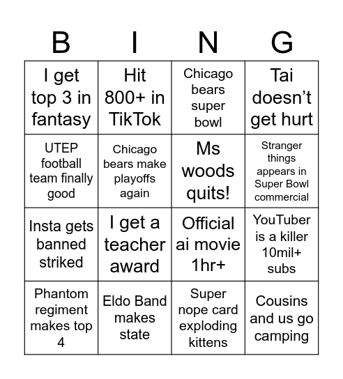 Jerry Bingo Card