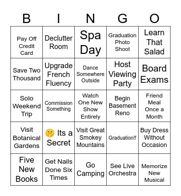 My 2026 Bingo Card