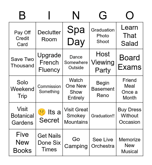 My 2026 Bingo Card