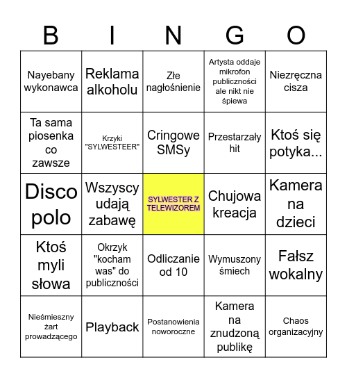 Sylwester z Dwójką / Polsatem, TV Bingo Card