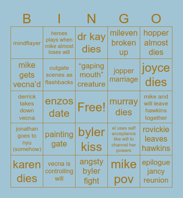 ST finale Bingo Card