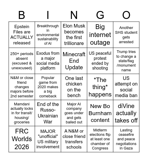 2026 Bingo Card