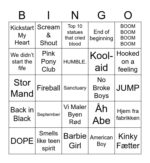 Musik Bingo Nytår 2038 Bingo Card