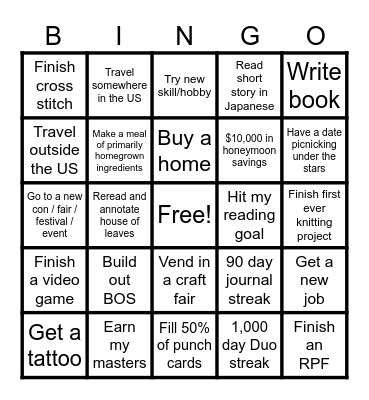 Maryann's 2026 Bingo Card Bingo Card