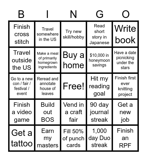 Maryann's 2026 Bingo Card Bingo Card