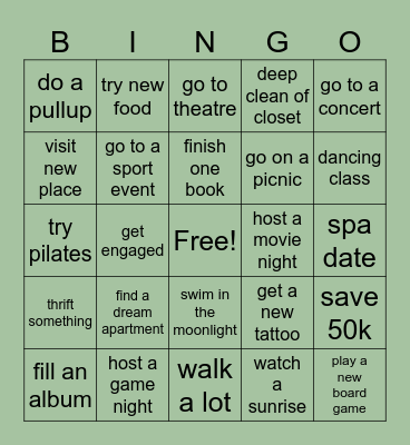 2026 Bingo Card