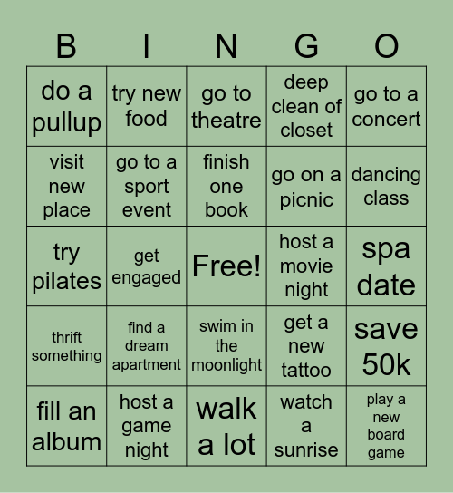 2026 Bingo Card