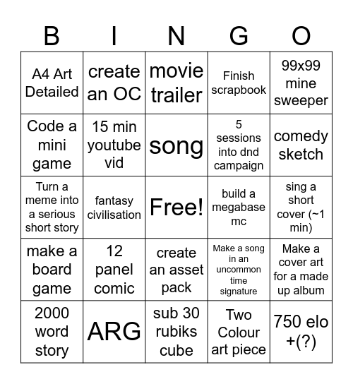 Untitled Bingo Card