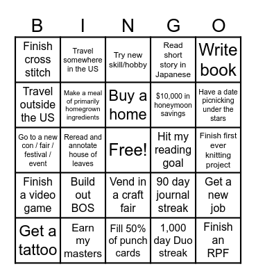 Maryann's 2026 Bingo Card Bingo Card