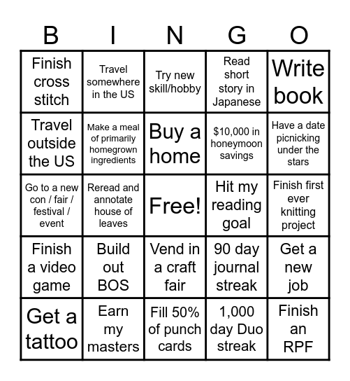 Maryann's 2026 Bingo Card Bingo Card