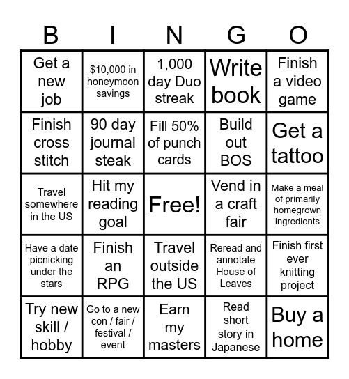 Maryann's 2026 Bingo Card Bingo Card