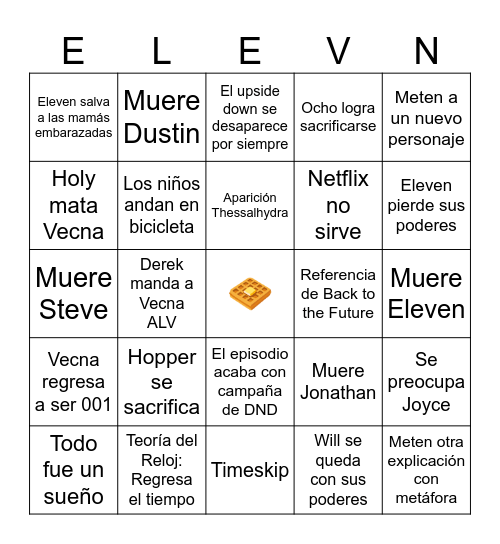 Stranger Things Bingo Card