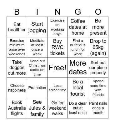 2026 Goals Bingo Card