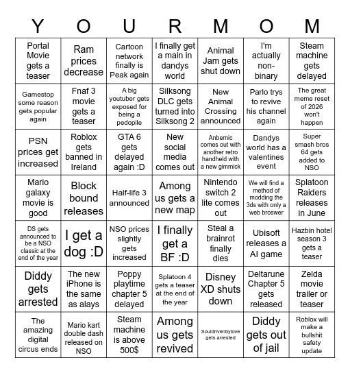 2026 predictions Bingo Card