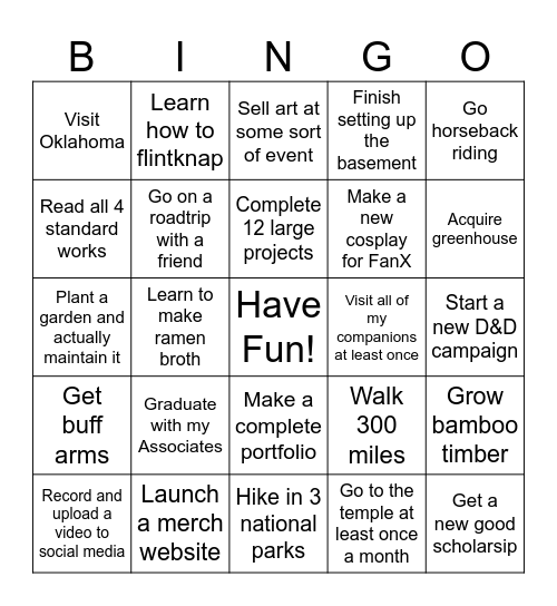 2026 Bingo Card Bingo Card