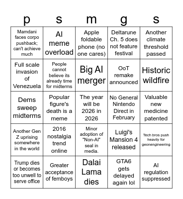2026 Bingo Card