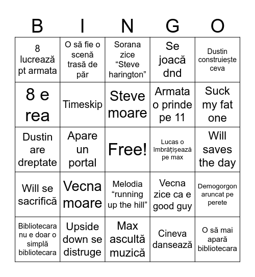 St fără să văd Bingo Card