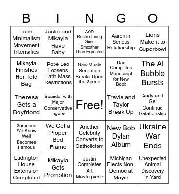 2026 Bingo Card